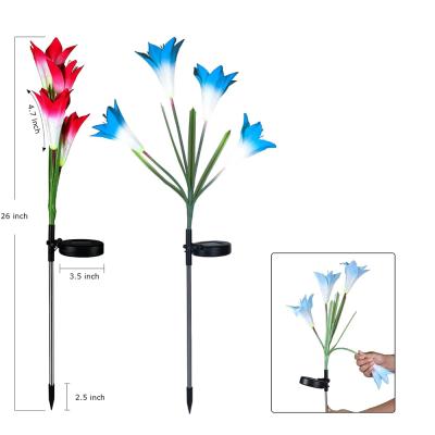 China Outdoor Lawn Lights Decoration Lily Flower Led Lights Waterproof Colorful Solar Powered Garden Lawn Lights for sale