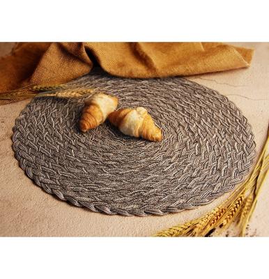 China Durable Woven Round Table Mat Polyester Place Mat Non Slip Kitchen Heat Resistant Place Mats for sale