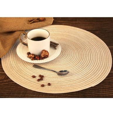 China Free Sample Design Office Viable Woven Table Mat Around Dish Mat Braided Place Mat For Dining Tables 15inch for sale