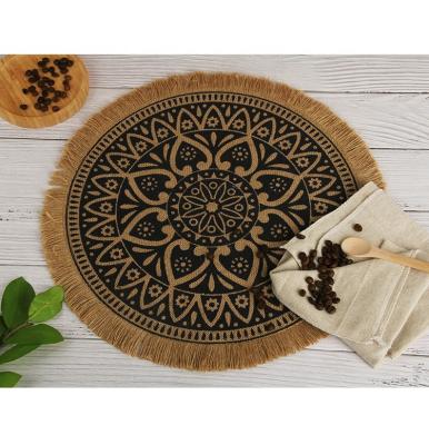 China Oilproof Round Jute Fringe Place Mat For Kitchen Home Diningwedding for sale