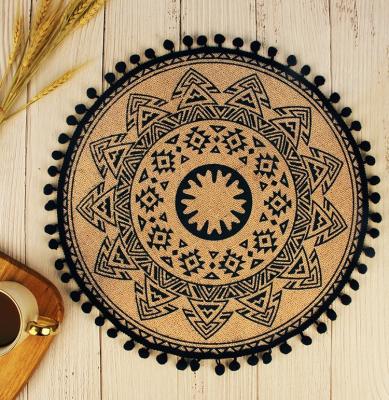 China Boho Sustainable Round Woven Place Mats For Table With Jute Place Mats Neutral Rustic Placemats For Dining Home Kitchen Wedding for sale