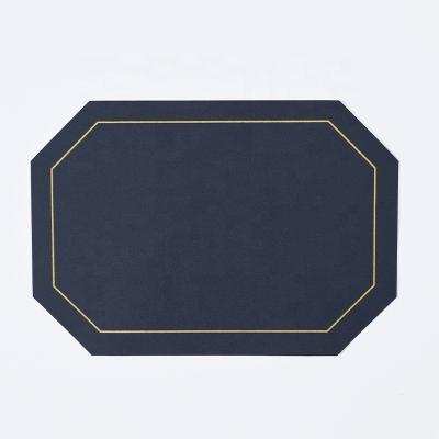 China Nordic Sustainable PU Side Faux Leather Table Mat Coasters Placemat Gold Placemat for sale