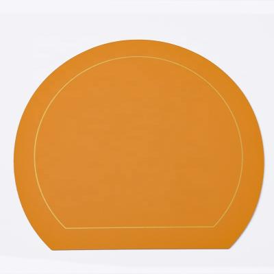 China Ecofriedly Sustainable Tableware Mat Faux Leather Gold Double Tripod Side Coasters Set Mats for sale