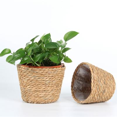 China High Quality Sustainable Indoor Outdoor Angustifolia Woven Typha Flower Pot Others Storage Plant Baskets for sale