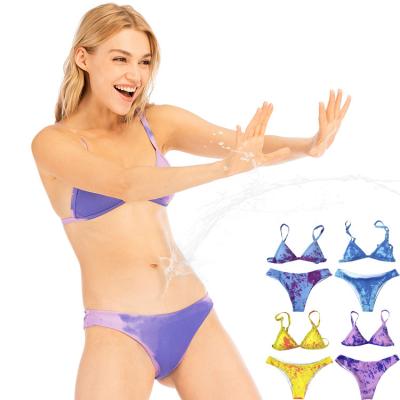 China New 2021 women's breathable fashionable wholesale hot custom made Brazilian color change 2 pieces sets bikini supplier for sale