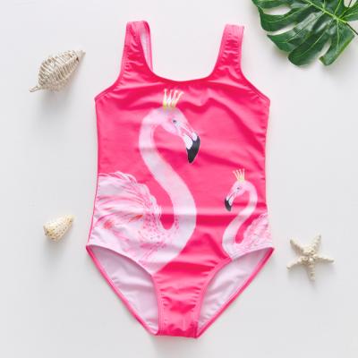 China Unicorn One Piece Swimsuit Children's Flamingo Ruffle Girls Swimwear Kids Swimwear Pink One Piece Thong Swimsuit Breathable Swimwear for sale