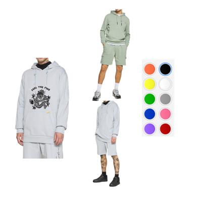 China Breathable custom made high quality screen printed unisex oversized men sweatshirt set two piece set shorts with hoodie for sale