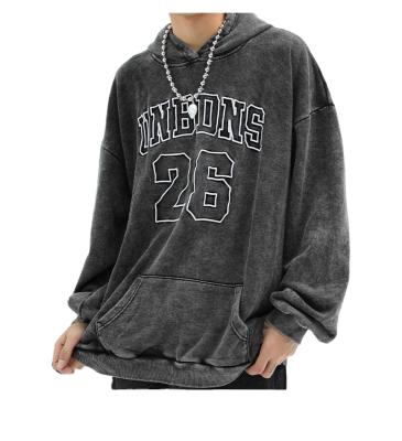 China Anti-wrinkle men fashion OEM hot sale customize embroidery good quality oversized vintage stone wash hoodie for sale