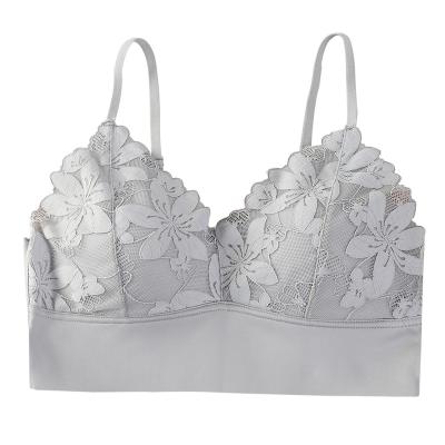 China New QUICK DRY beautiful lace back bra summer elegant floral floral sexy women's vest bra for sale