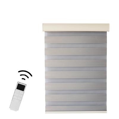 China Slat Battery Motorized Electric Smart Home Double Roller Zebra Blind And Shade for sale