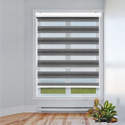 China Manual Zebra Double Layer Sun Shade Window Blackout Zebra Day And Night Blind Double Roller Shades for sale