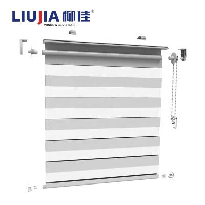 China Day And Night Double Latte Pure Blind Layered Zebra Roller Shades Cassette Anti-UV for sale