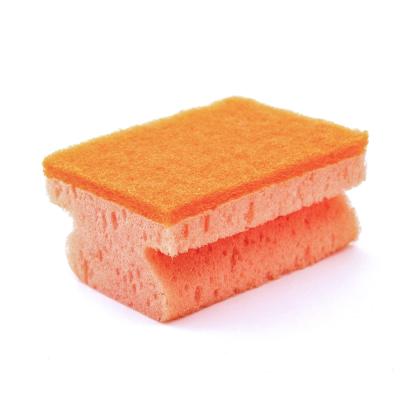 China Customized Logo DH-A1-10 Heavy Duty Scrub Sponge Kitchen Cleaning Sponge Scourer with Polyester Scouring Pad for sale