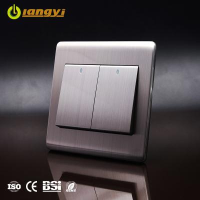 China Custom Two Gang One Way Factory OEM ODM Household Electrical Hardware Supplies Modern Wall Light Switch en venta