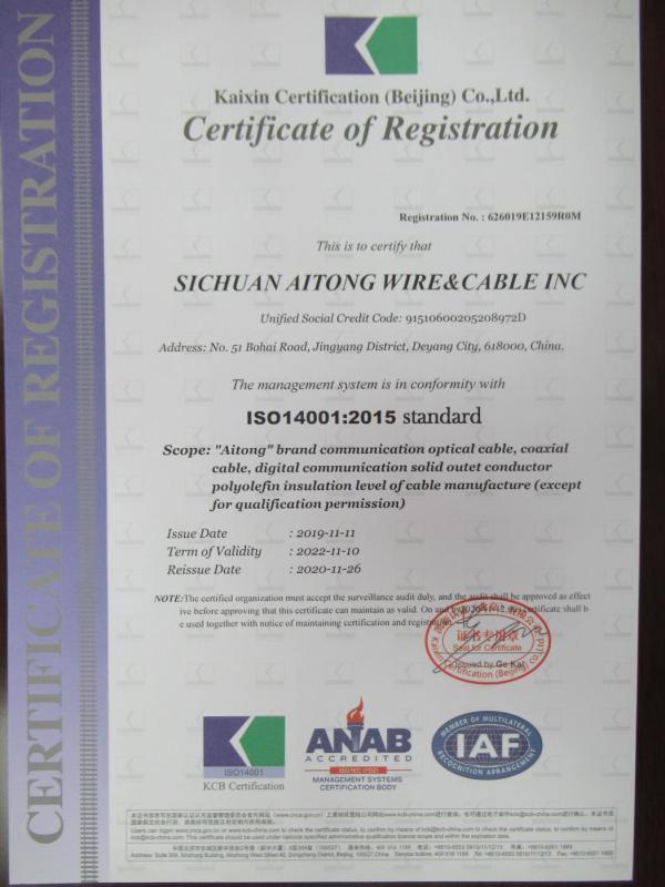 ISO14001 - Sichuan Aitong Wire & Cable, Inc.