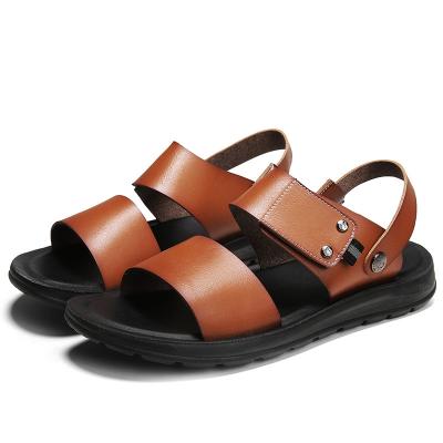 China Hot Selling Sports Deodorization Black Outdoor Beach Black Brown Light Weight Casual Breathable Men's Leather Sandals for sale