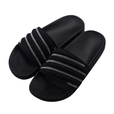 China Rainbow Crystal Diamond Beach Outdoor Slides Anti-odor Factory Price Rhinestone Link Dye Slippers For Women Girls for sale