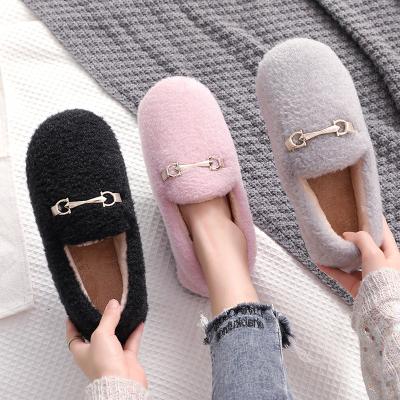 China Cushioning Ladies Winter Slippers Plush Casual Shoes Pink Home Slippers For Women Girls for sale