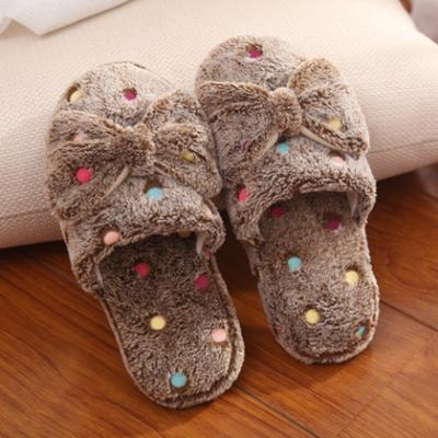 China New Bow Tie Cotton Ladies Slippers Winter Ladies Slippers Warm Non-slip Home Indoor Cushioning Cotton Slippers Lovely for sale