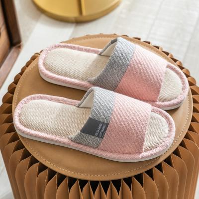 China Cushioning Ladies Pink Home Slippers Lady Slippers Linen Slippers For Women Casual Shoes for sale