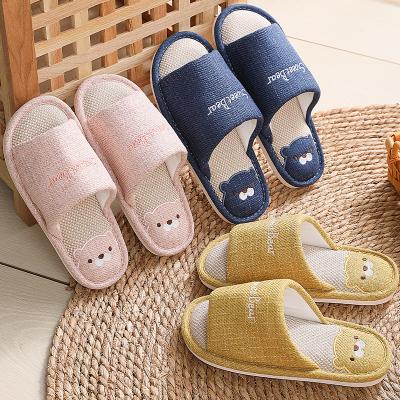 China Soft Warm Lovely Ladies Anti-smell Bear Slippers Open-toe Slippers Pink Non-slip Home Slippers Sandals For Ladies for sale