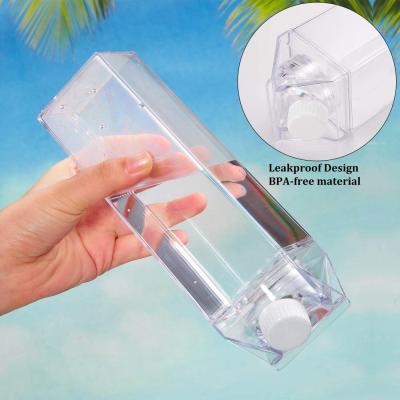 China 500ml ACP Recycled Outdoor Kids Transparent Reusable PET Plastic PLA Shape Clear Milk Carton Milk Carton Water Bottle for sale