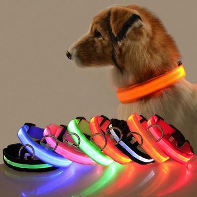 China Nylon LED Lights Amazon Dog Collar, Night Safety Flashing Glow in the Dark Dog Leash, Purses Luminous Fluorescent Collars Pet Supplies for sale