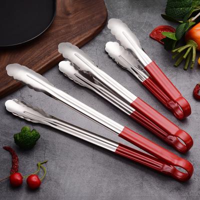 China Easily Cleaned BBQ Bread Clip Food Tongs Stainless Steel Clip With Silicone Handle for sale