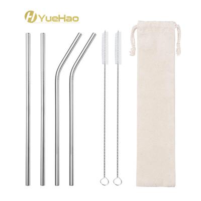 China Food Grade Metal Stainless Steel Straw With Linen Sustainable Reusable Drinking Bag Customized Logo 18/8 for sale