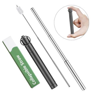 China Hot Selling Sustainable Portable Stainless Steel Telescopic Aluminum Case Straw With Custom Amazon Logo for sale