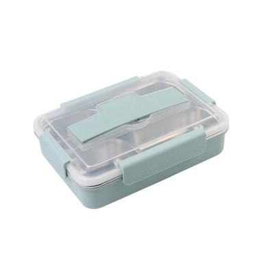 China Freshness Storage Wholesale Plastic Food Containers With Compartments Stainless Steel Metal Lunch Box for sale