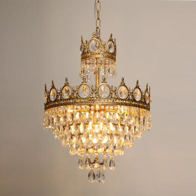 China Traditional Like King Crown French Palace Luxury LED Brass Chandelier Bedroom Ceiling Light for sale