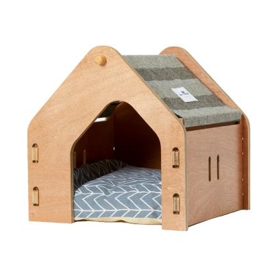 China Wooden+MLB New Fashion Eco-friendly Style Luxury Pet Bed Type Pet Cave Wood Pet Bed for sale