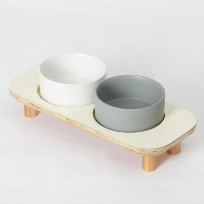 China High Quality Eco-Friendly Double Pet Feeder Bowl Premium New Pet Food Pine Type Bowl for sale