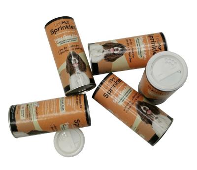 China Recycled Plastic Top Materials Shaker Paper Kraft Cardboard Tube Cans With Aluminum Foil Liner For Dog Food Packaging for sale