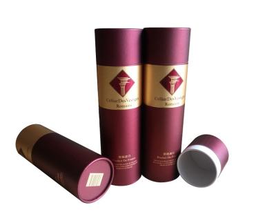 China OEM Rolled Single Edge France Wine Bottle Cardboard Tube Biodegradable Cylinder Round Glass Bottle Paper Packing Box for sale