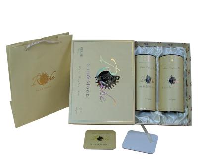 China Handmade Luxury Sliding Drawer Gift Box for Packing Two Tubes Compound Tea Paper Cardboard Wrapping Paper with Carry Bag for sale