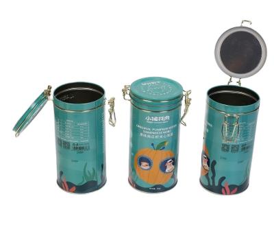 China Recycled Airtight Round Good Tea Materials Lockable Canister and Stackable Tin Metal Cans with Seal Ring for Food Packaging for sale