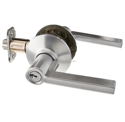 China New Modern Design Satin Nickel Entry Lever Lockset With Flat Lever Door Lock for sale