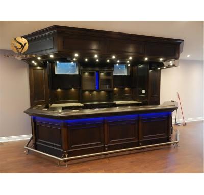 China Traditional classic wooden luxury home bar factory design commercial basement bar counter for sale for sale