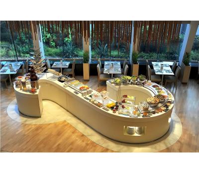 China Customized Modern Buffet Counter Serving Design Hotel Restaurant Buffet Counter Breakfast Islalnd Counter Factory for sale