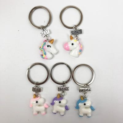 China Best Friend Text Unicorn Mini Charm Metal Keychain Custom Made Forever Waterproof+Eco-friendly Best Friend Low Price Gifts for sale