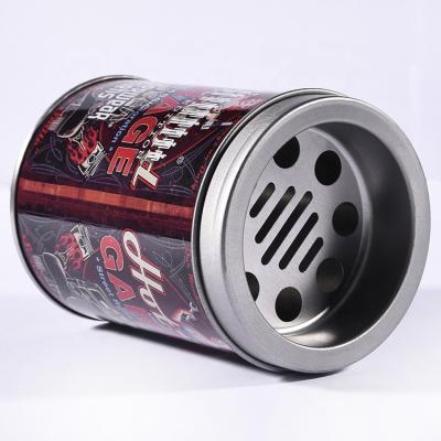 China Black Round Tin Metal Portable Ashtray Outdoor Car Ashtray Custom Design Hot Sale for sale