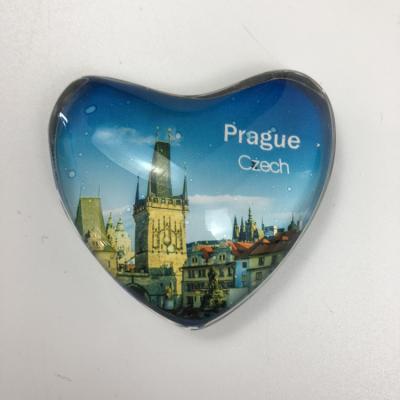 China European Heart Shaped Glass Cities Souvenir Magnets Waterproof+Eco-friendly Fridge Magnetic Fridge Stickers for sale