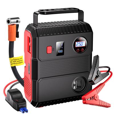 China Battery Charger Emergency Tool Jump Starter With Air Compressor 3000A Peak 24000Mah 12V Flashlight Portable Car Jump Starter for sale