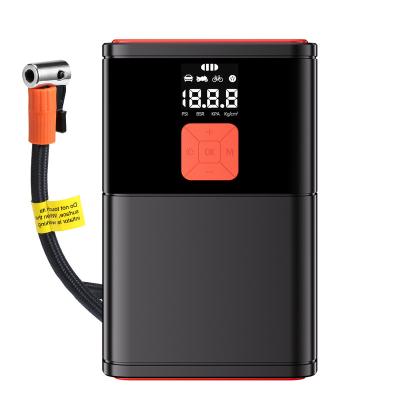 China Portable Tire Inflator 6000Mah Mini Electric Car Air Pump Tire Pump With Power Bank Sos Design And Digital Lcd Display for sale