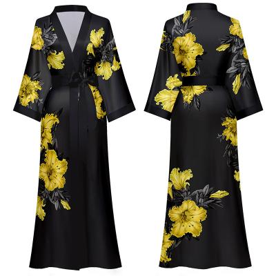 China Designer QUICK DRY Robes Women Print Fashion Delicate Floral Print Sleepwear Pajamas For Women for sale