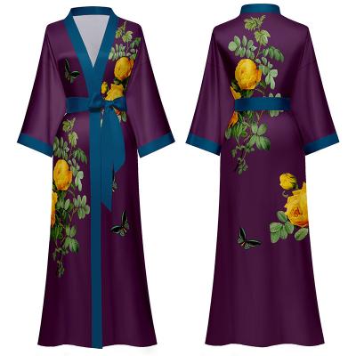 China Floral Print Pajamas Women's Sensitive Women's Designer Sleepwear QUICK DRY Kimono Casual Robes For Women for sale