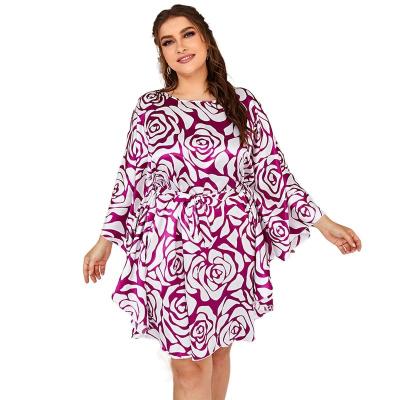 China Wholesale Breathable Summer Casual Nightgowns For Women Dolman Sleeve Soft Floral Printed Plus Size Pajamas For Women for sale