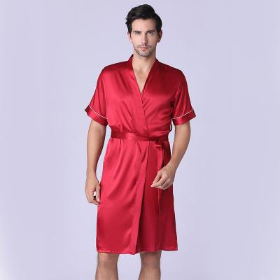 China Wholesale QUICK DRY Summer Mens Solid Color Mid Length Long Robe Soft Silk Pajamas For Men for sale